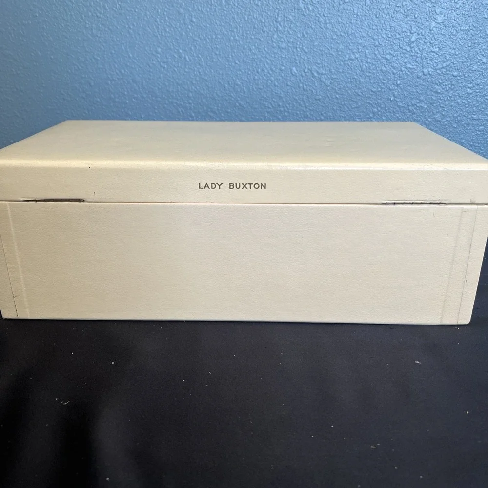 Vtg  Large Lady Buxton Jewelry Box Multi Drawers‎ Mid Century Modern Blue Velvet